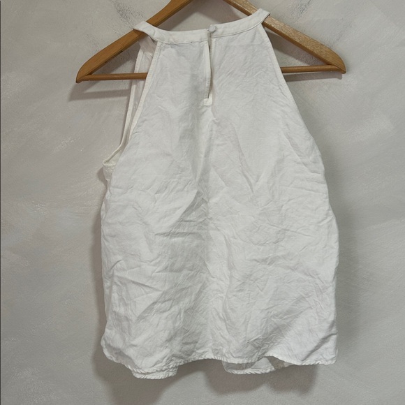 Ann Taylor white linen halter top embroidered size small petite - Picture 6 of 7